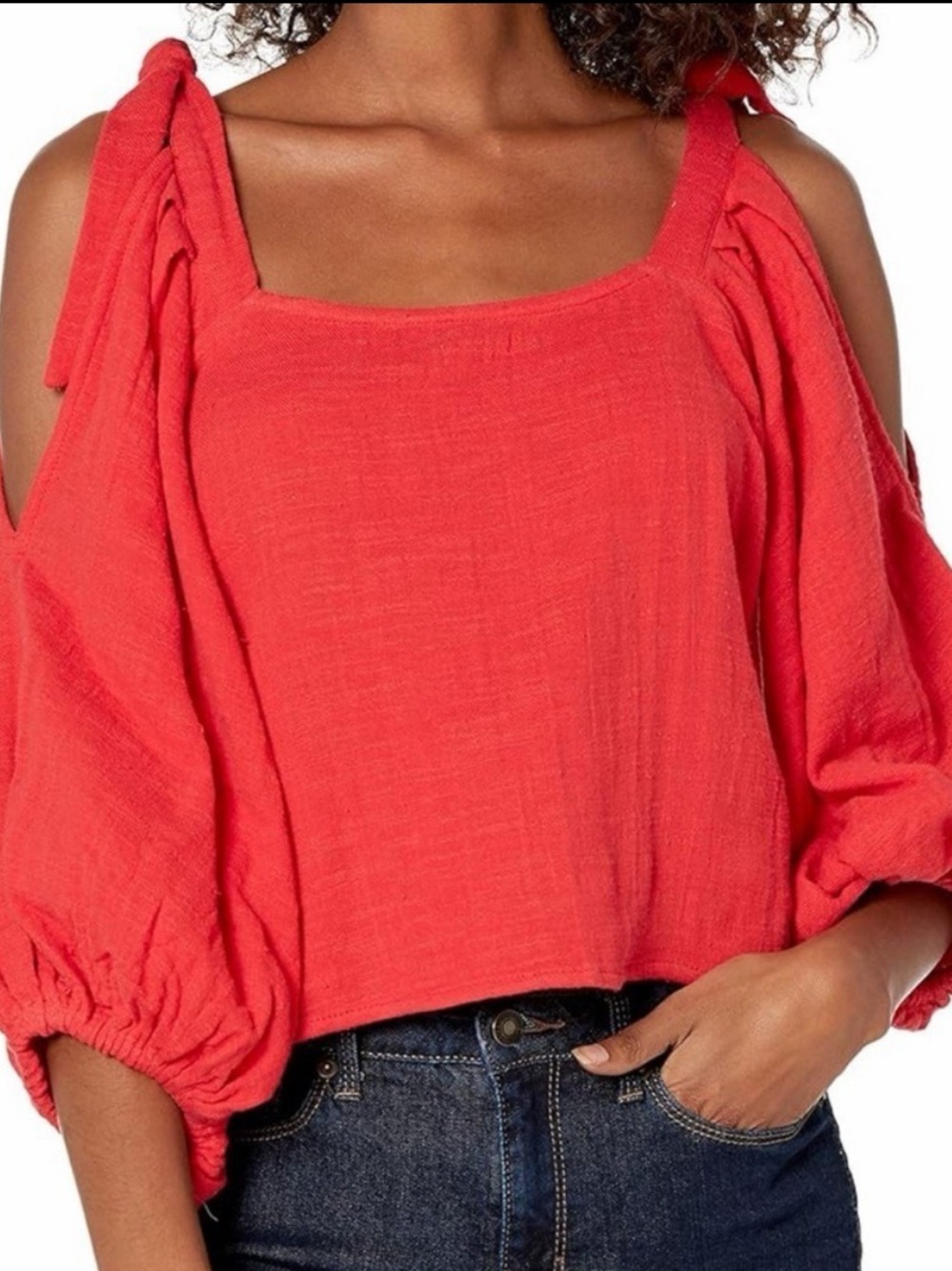 NWT Billabong High Demands Red Cold Shoulder Top Summer Boho | Size Medium